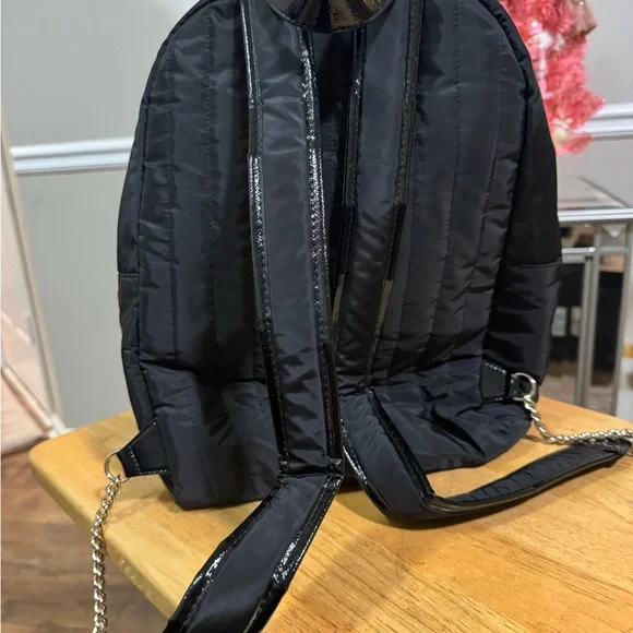 Victoria's Secret Black Backpack with Gold and Red Accents - Picture 2 of 3